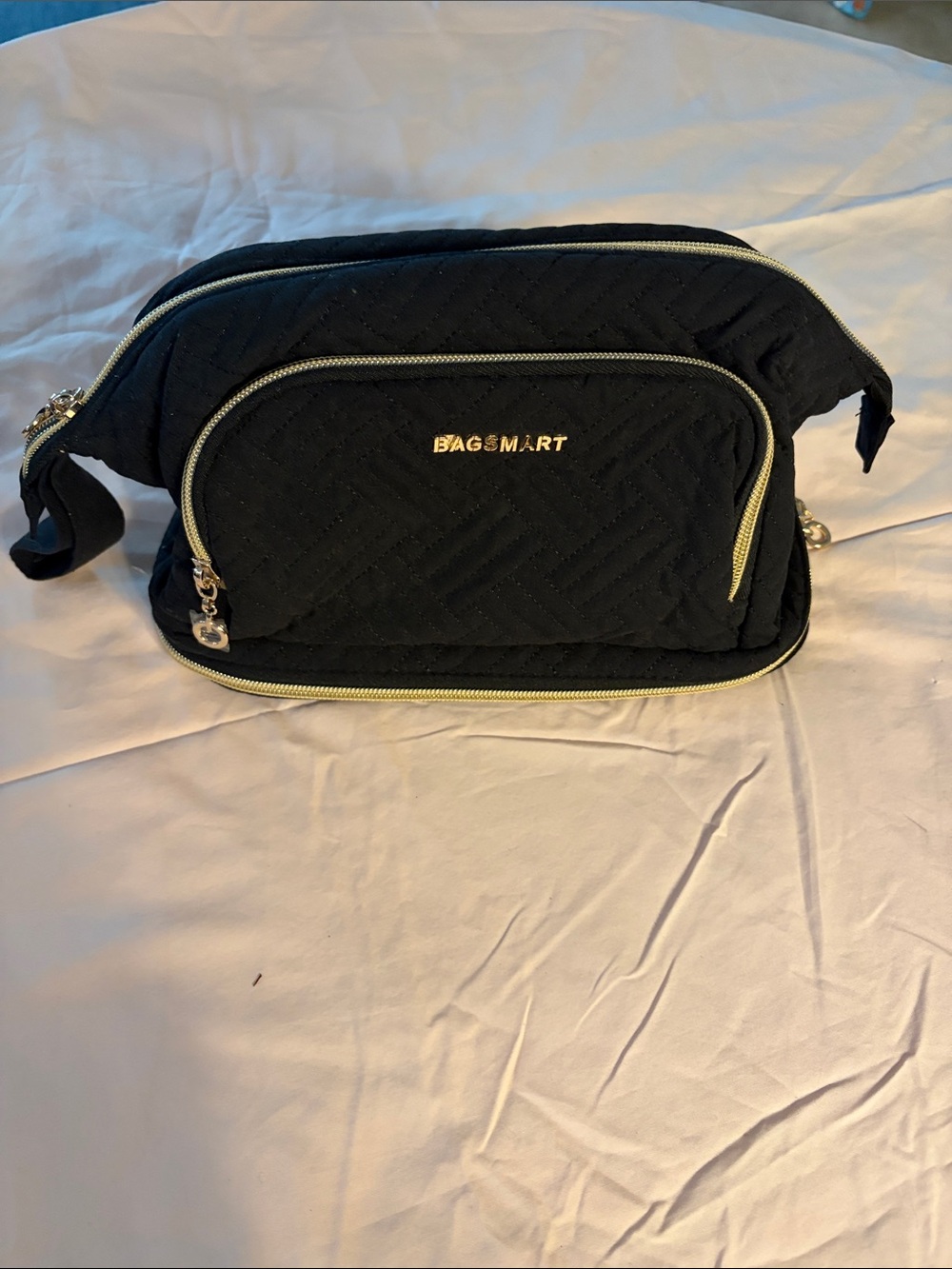 BAGSMART Black Quilted Cosmetic Travel Case
